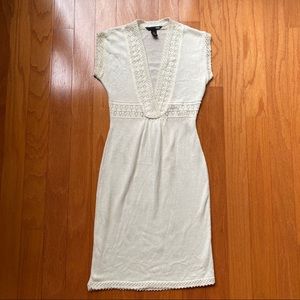 Cream cotton blend knit dress